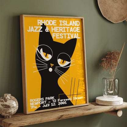 Rhode Island Retro Jazz Cat Poster