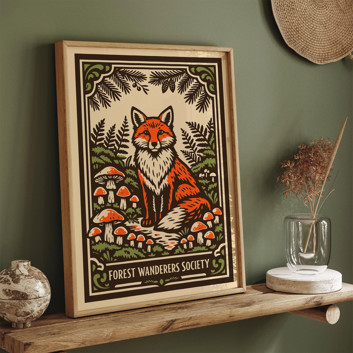 Vintage Fox Forest Nature Art Poster