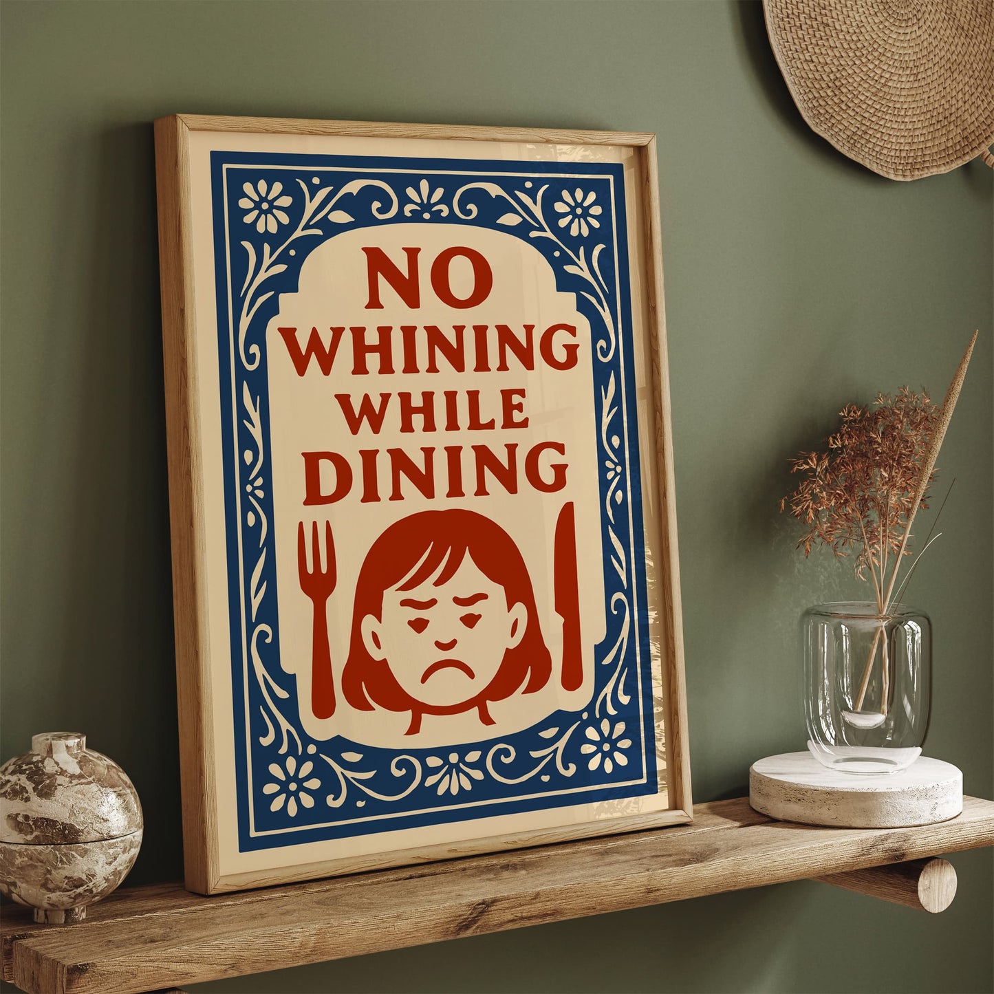 No Whining While Dining Poster - Kitchen Wall Decor