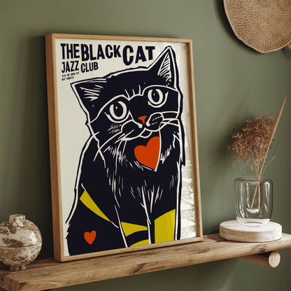 The Black Cat Jazz Club Retro Music Poster