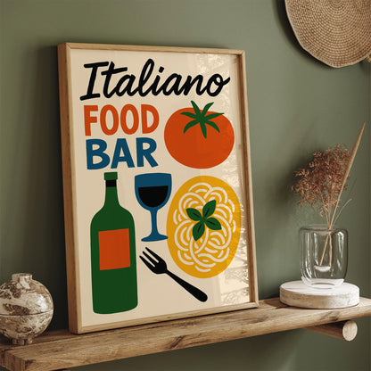 Italiano Food Bar Retro Poster for Kitchen Wall Decor