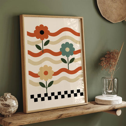 Abstract Retro Flowers Poster