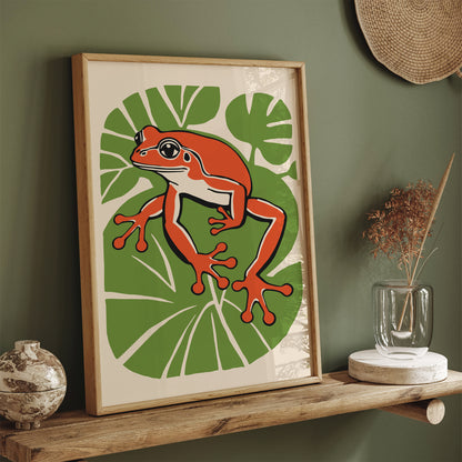 Retro Green Frog Wall Art