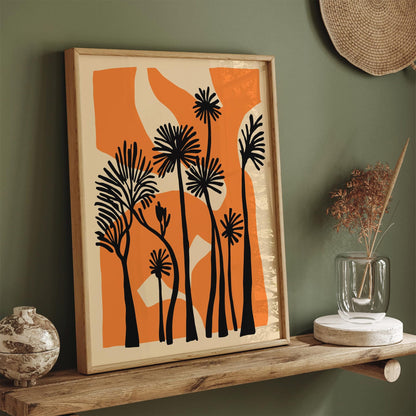 Mid Century Modern Palm Trees Abstract Poster
