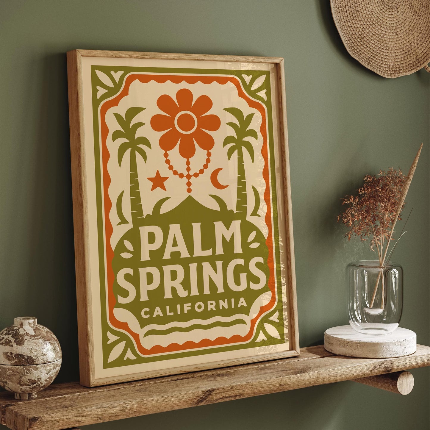 Retro Bohemian Palm Springs California Poster