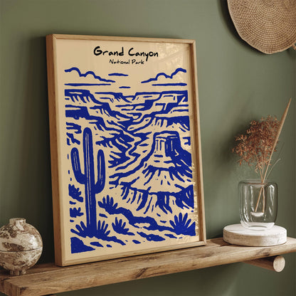 Grand Canyon National Park - Blue Landscape Wall Art Print