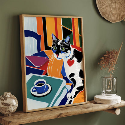 Coffee Cat Barista Art Print