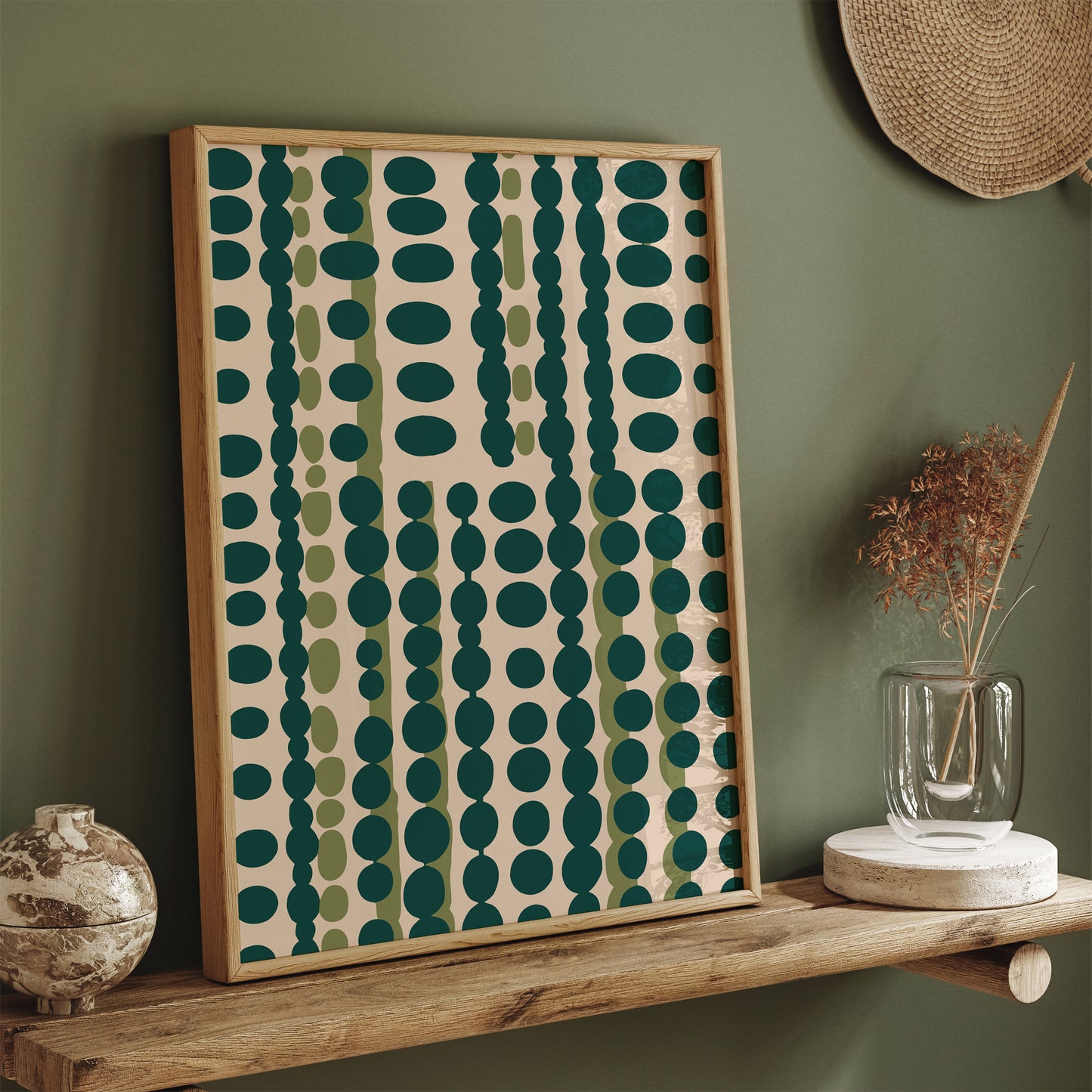 Mid Century Modern Green Aesthetic Print