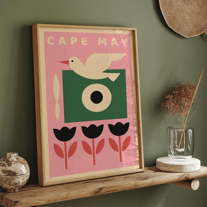 Cape May NJ Poster – Pink Mid Century Art