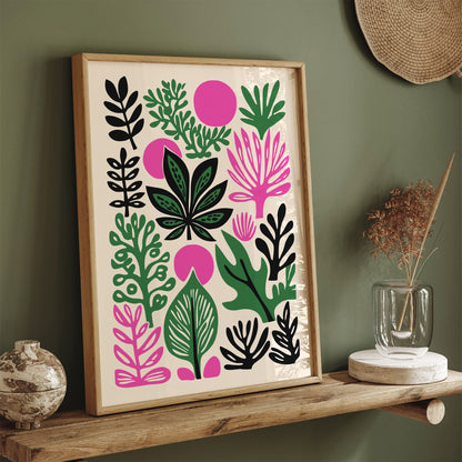 Retro Colorful Cut Outs Nature Print