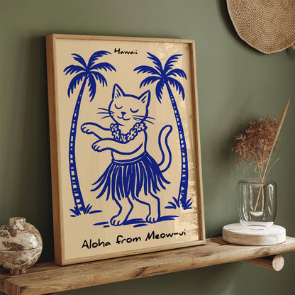 Aloha from Meow-ui Poster - Cat Dancing Hula Art Print