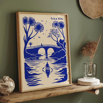 Blue Dolce Vita Travel Art Print, Coastal Italy Wall Art