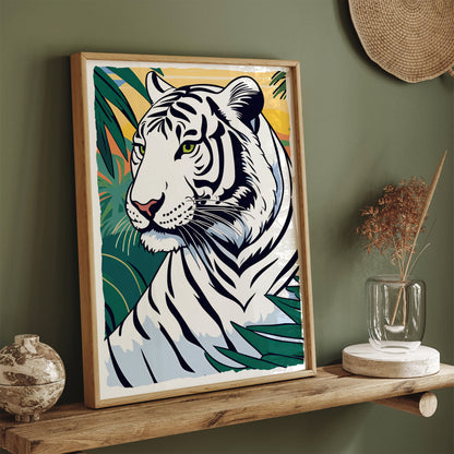 White Jungle Cat Giclee Art Print