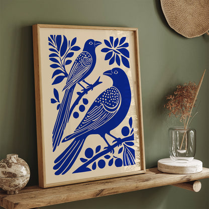 Blue Birds Cut Outs Art Print