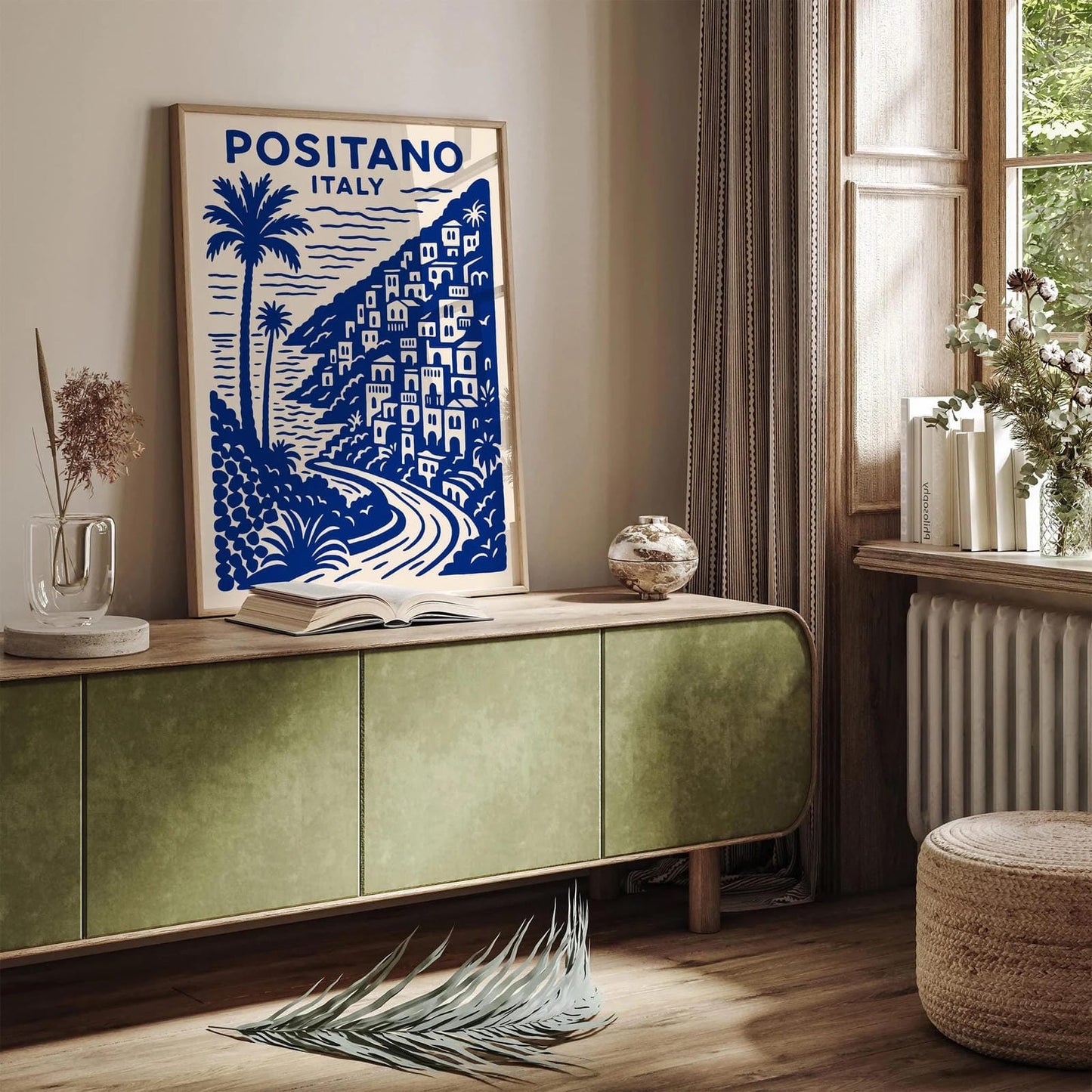 Positano Italy Travel Blue Poster