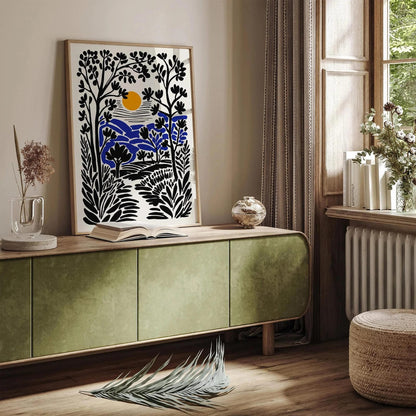 Rustic Landscape Wall Decor – Black Ink Farmhouse Art