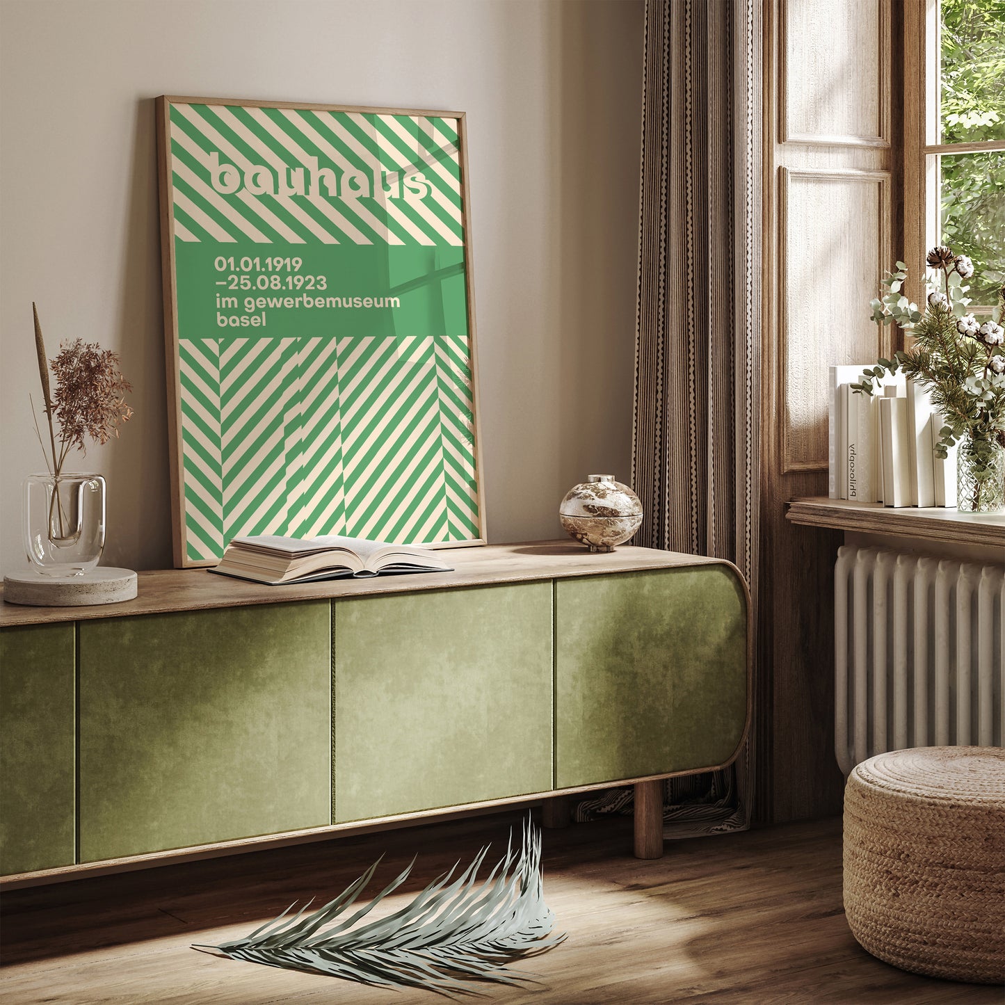 Green Retro Modern Bauhaus Art Print