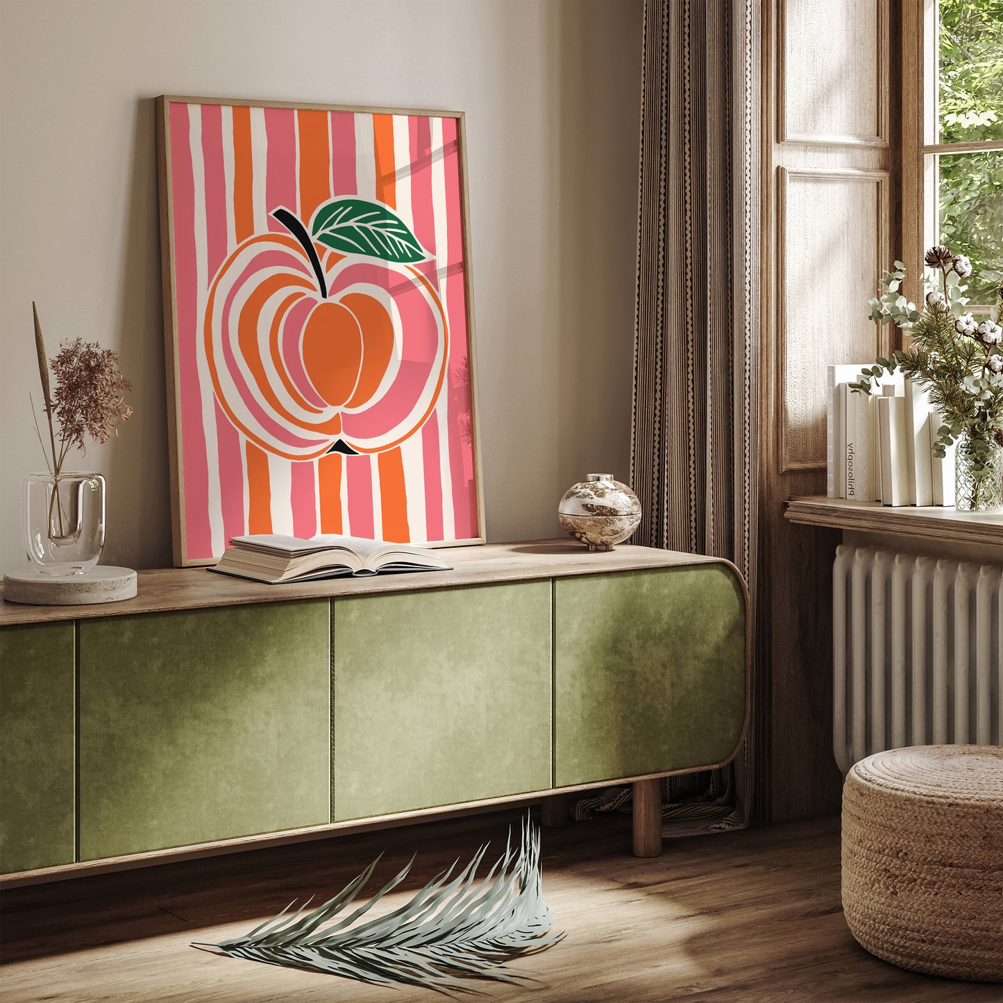 Retro Pink Apple Kitchen Art Print