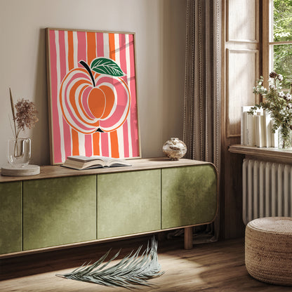 Retro Pink Apple Kitchen Art Print