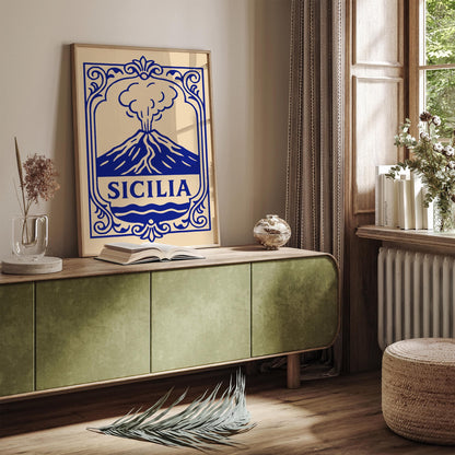 Sicilia Italy, Etna Blue Poster