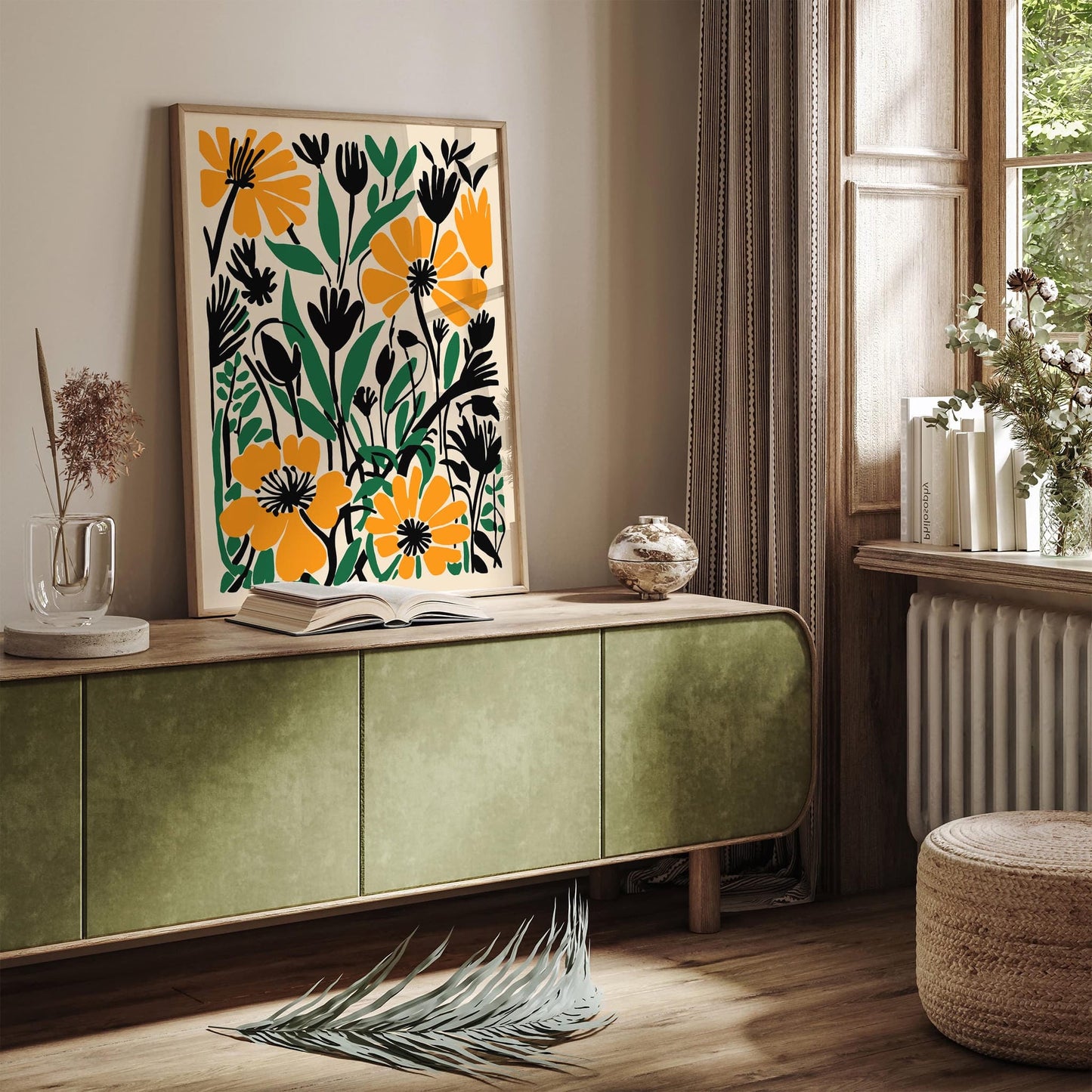 Green and Yellow Botanical Meadow Floral Poster