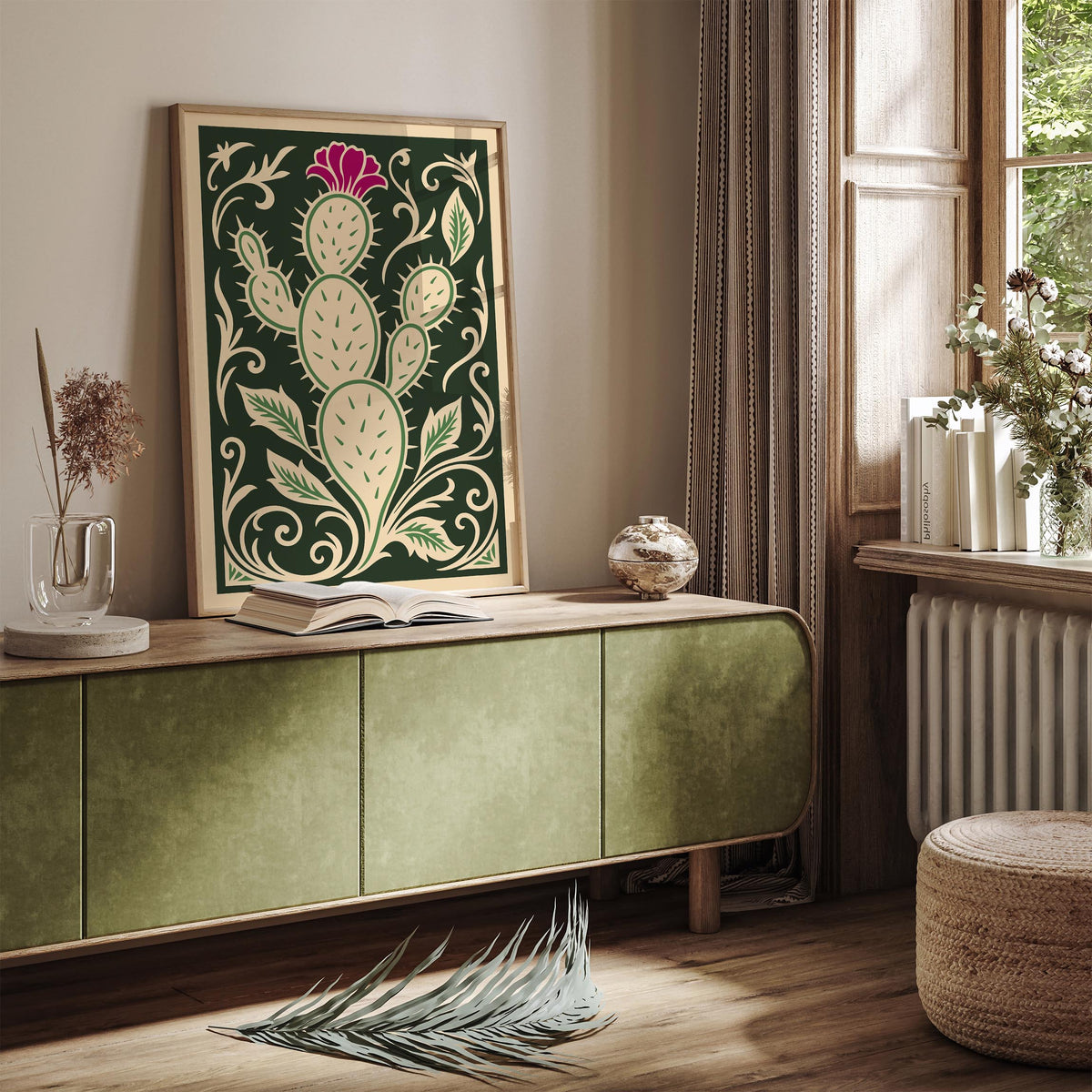 Green Abstract Cactus Poster