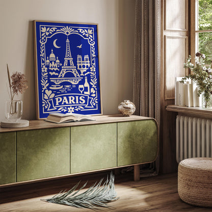 Paris Blue Travel Poster