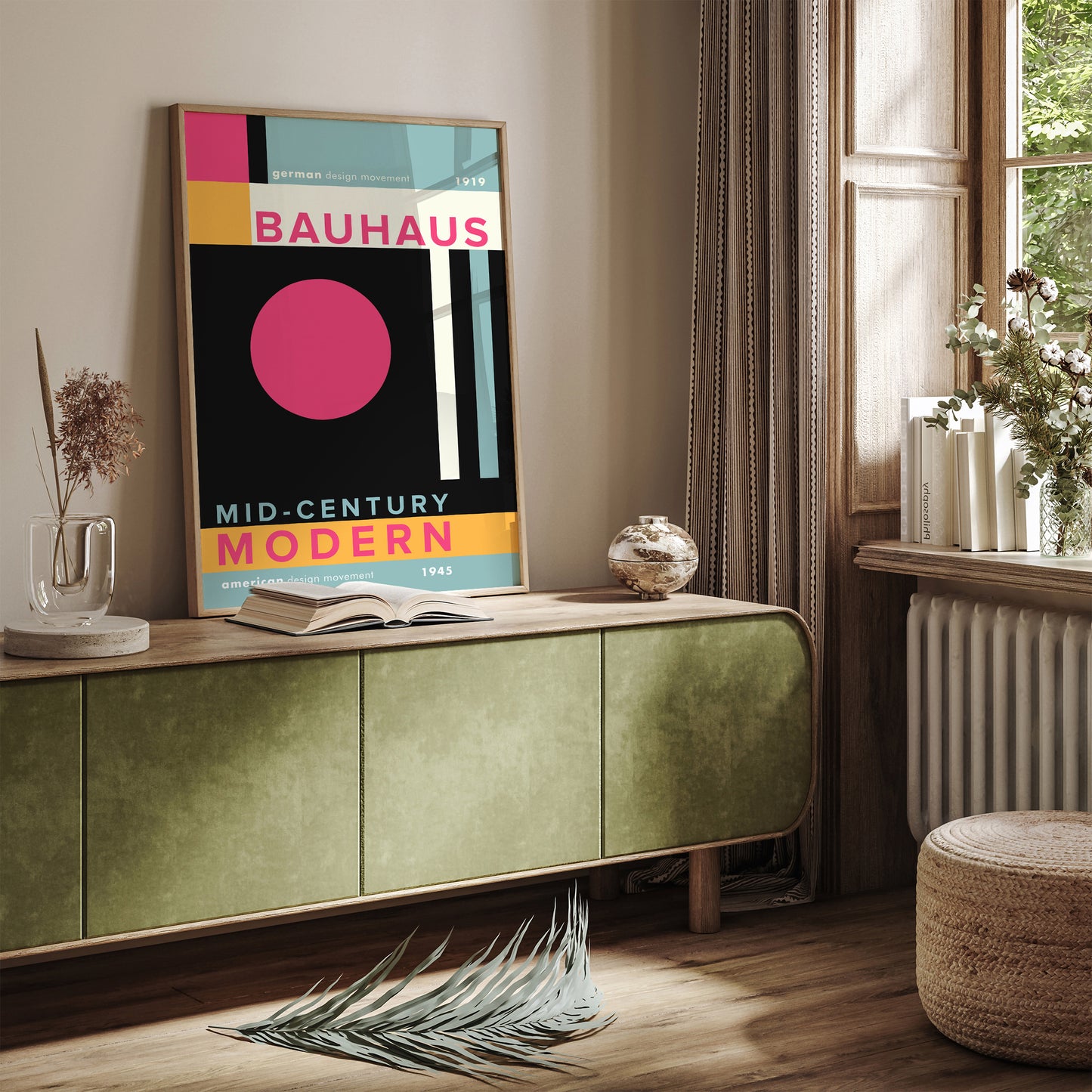 Bauhaus Modern Geometric Pink Art Print