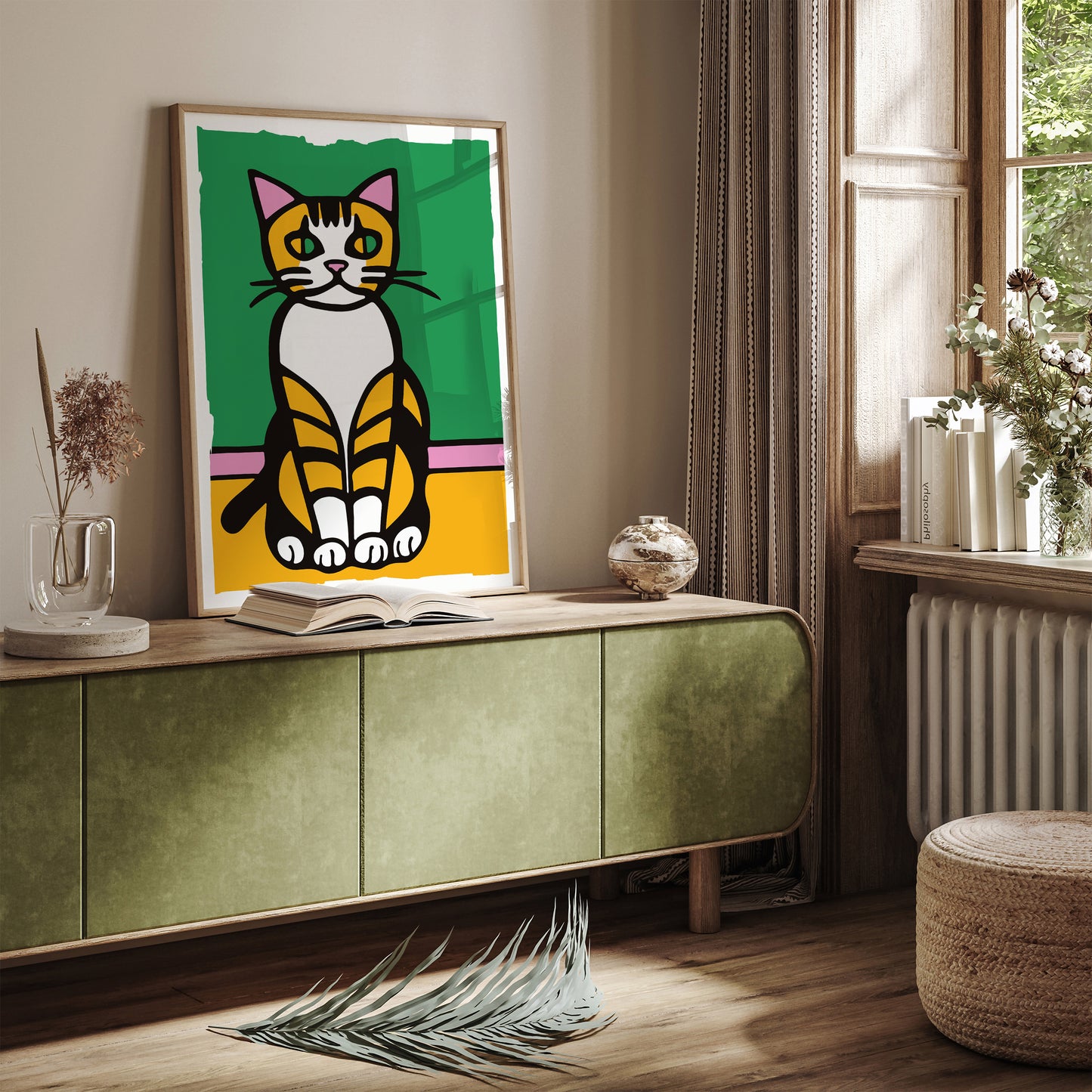 Anxious Kitten Quirky Art Print