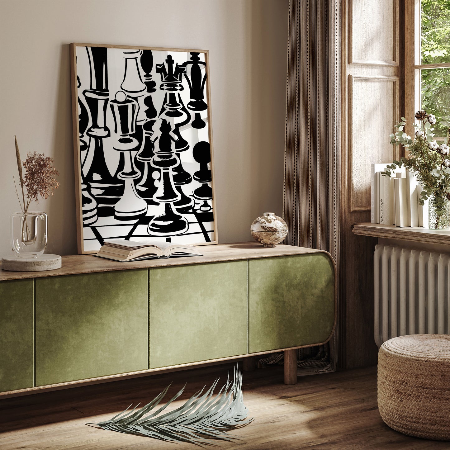 Retro Chess Drawing Poster Print