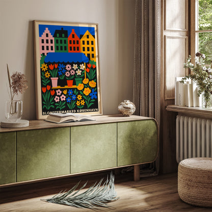 Copenhagen Flower Market Colorful Poster