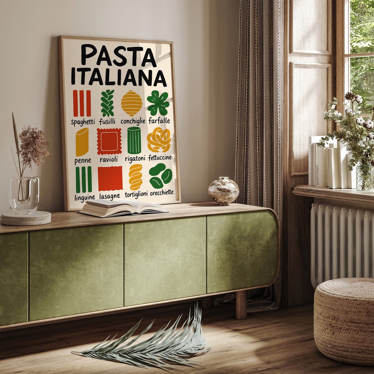Types of Pasta Shapes Poster - Kitchen Wall Art Print