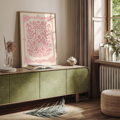 Pink Rococo Abstract Floral Print