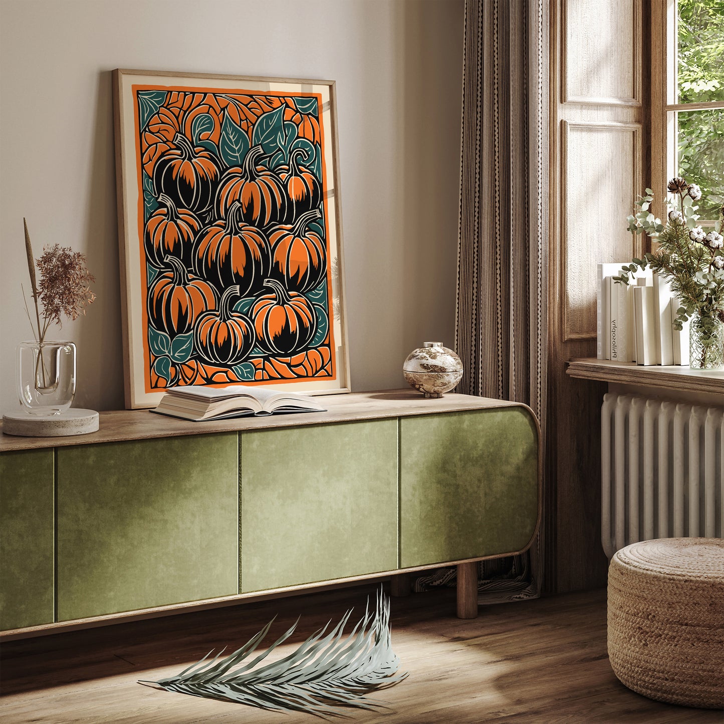 Orange Pumpkins Kitchen Wall Art