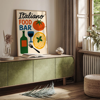 Italiano Food Bar Retro Poster for Kitchen Wall Decor