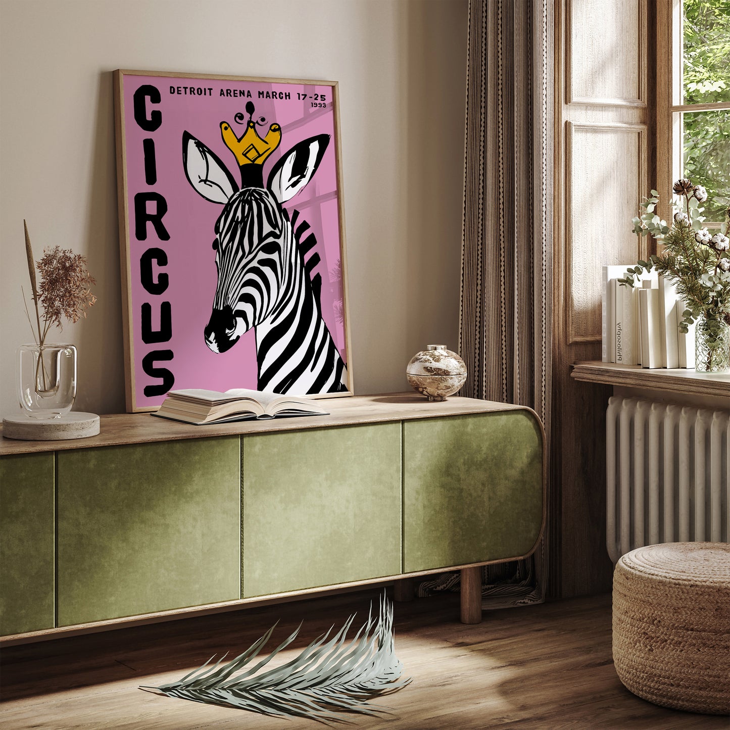 1993 Detroit Arena Circus Retro Zebra Poster