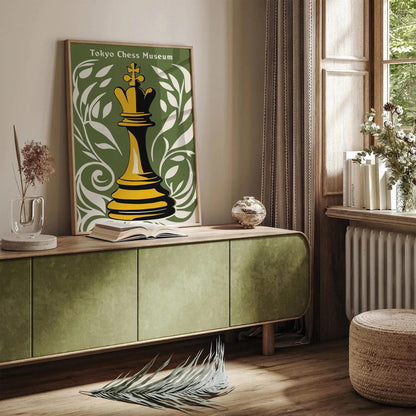 Tokyo Chess Museum Botanical Poster – Retro Wall Art Print