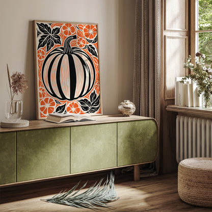 Big Pumpkin Linocut Art Print