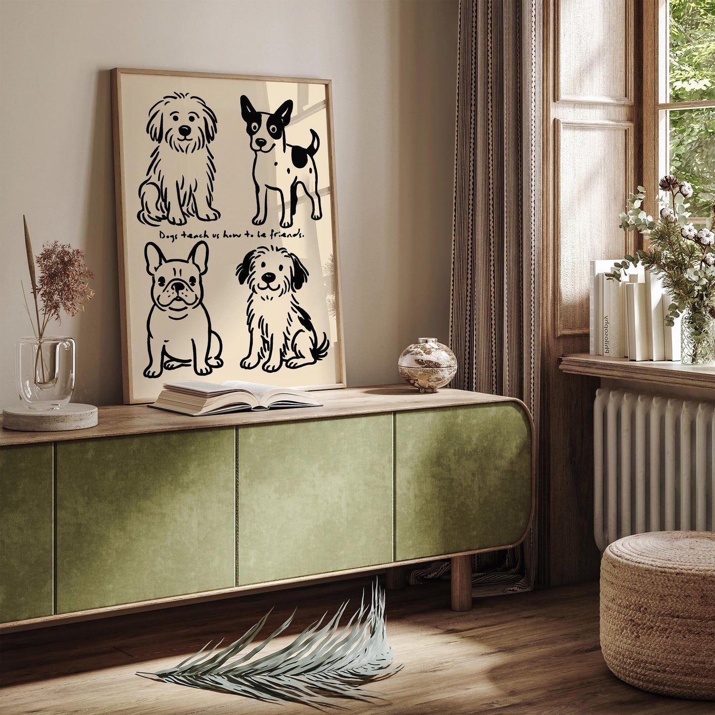 Funny Black Ink Dog Poster - Cute Dogs Wall Art Print