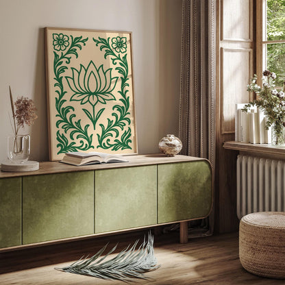 White Lotus Floral Art Print - Buddhism Symbol Poster