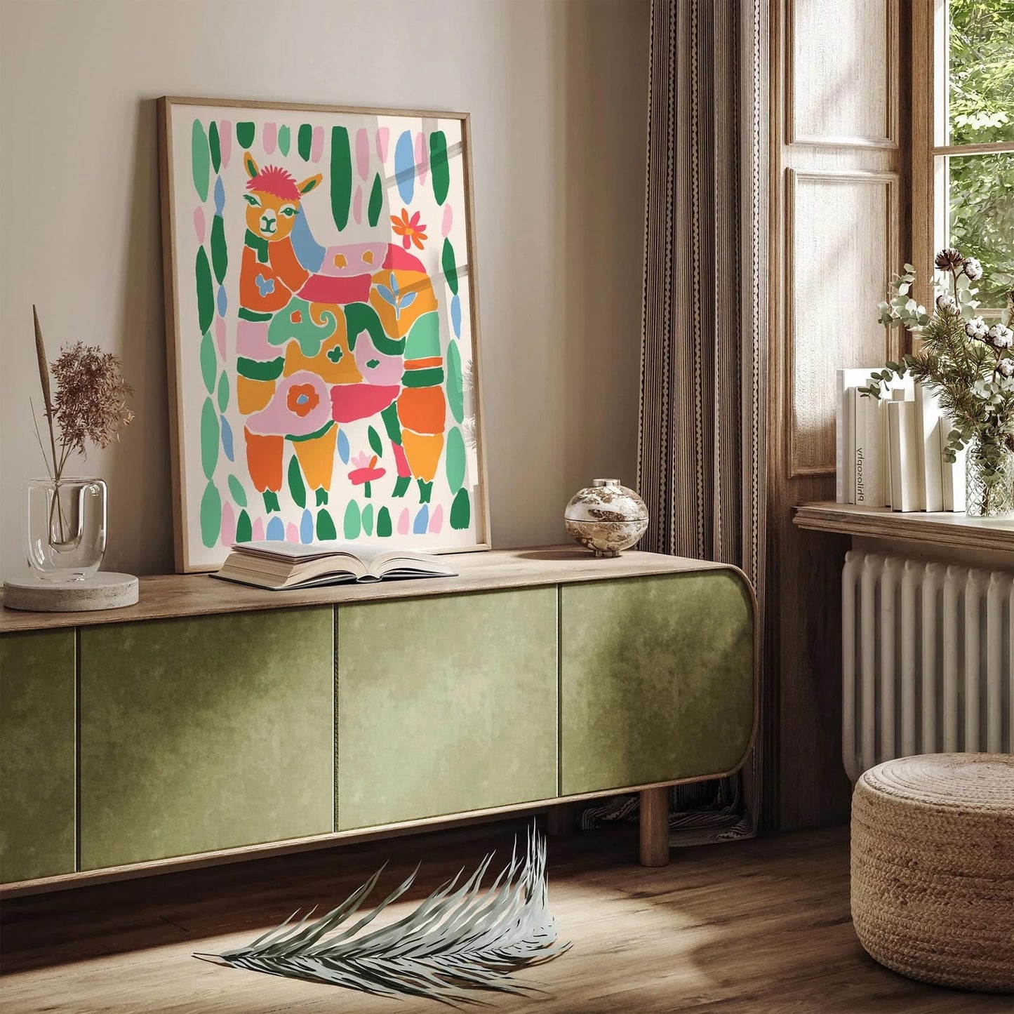 Colorful Alpaca Poster Kids Room Wall Decor