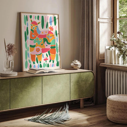 Colorful Alpaca Poster Kids Room Wall Decor