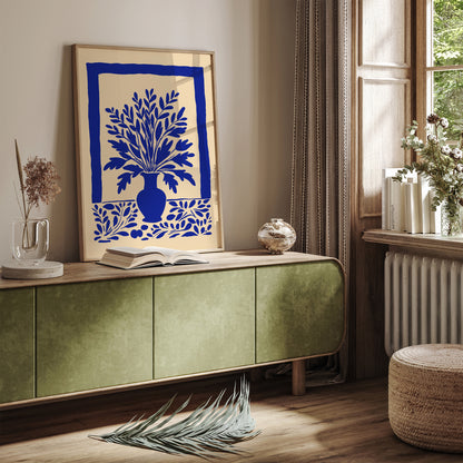 Blue Floral Bathroom Wall Art