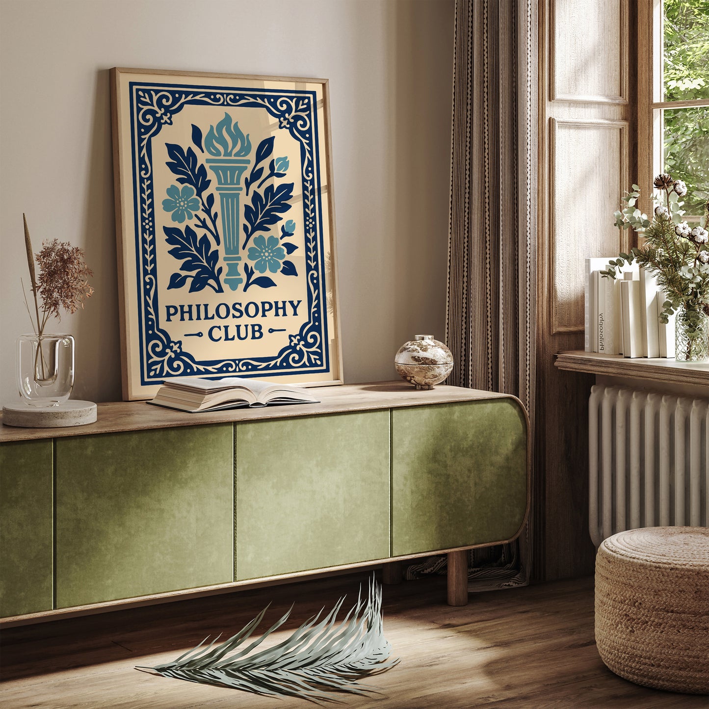 Philosophy Club Wall Art Print - Blue Rococo Style Poster