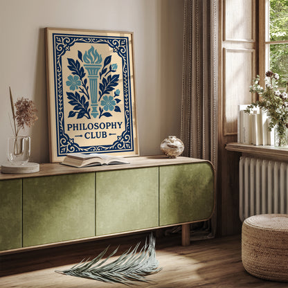 Philosophy Club Wall Art Print - Blue Rococo Style Poster