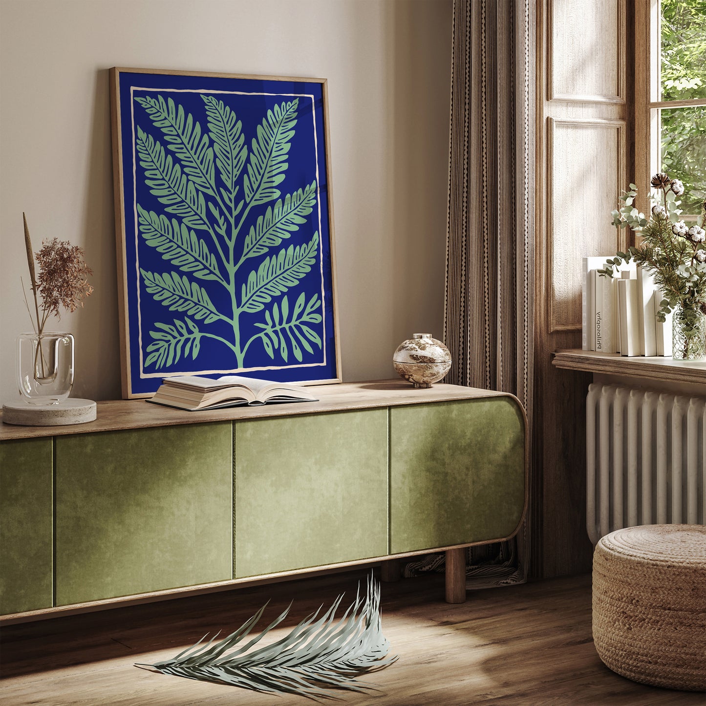 Boho Chic Mint Fern Leaf Poster