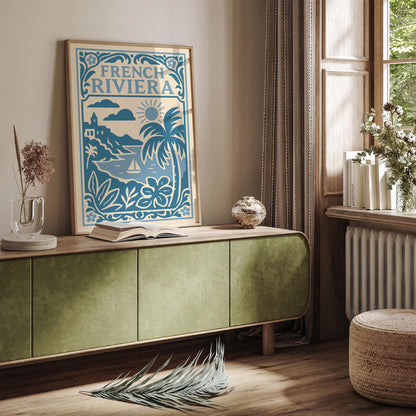 French Riviera Poster - Icy Blue Coastal Wall Art
