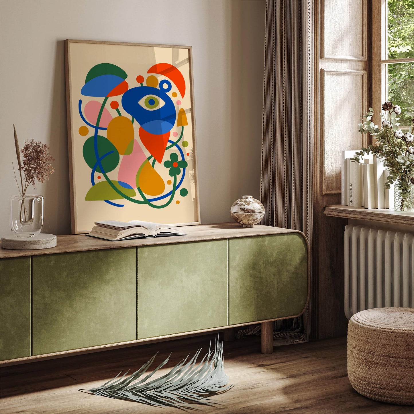 Retro Colorful Abstract Wall Art Print 2026