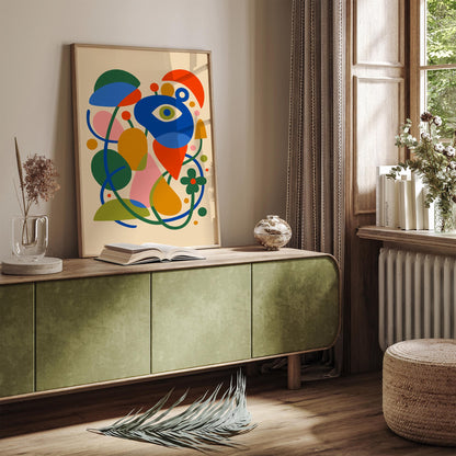 Retro Colorful Abstract Wall Art Print 2026