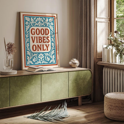 Good Vibes Only Quote Poster - Rococo Style Wall Art